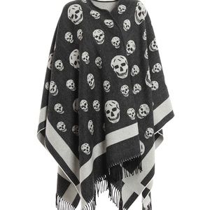 Alexander McQueen Big Skull Wool Cape